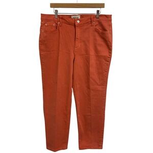 Boden Women's‎ Coral Orange Mid Rise Slim Crop Pants Trousers Plus Size 32